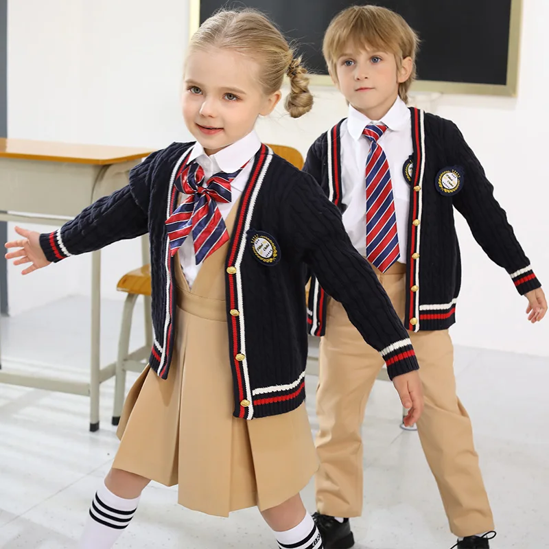 12 years factory directly sell high end quality and good fitting school cardigan uniform set