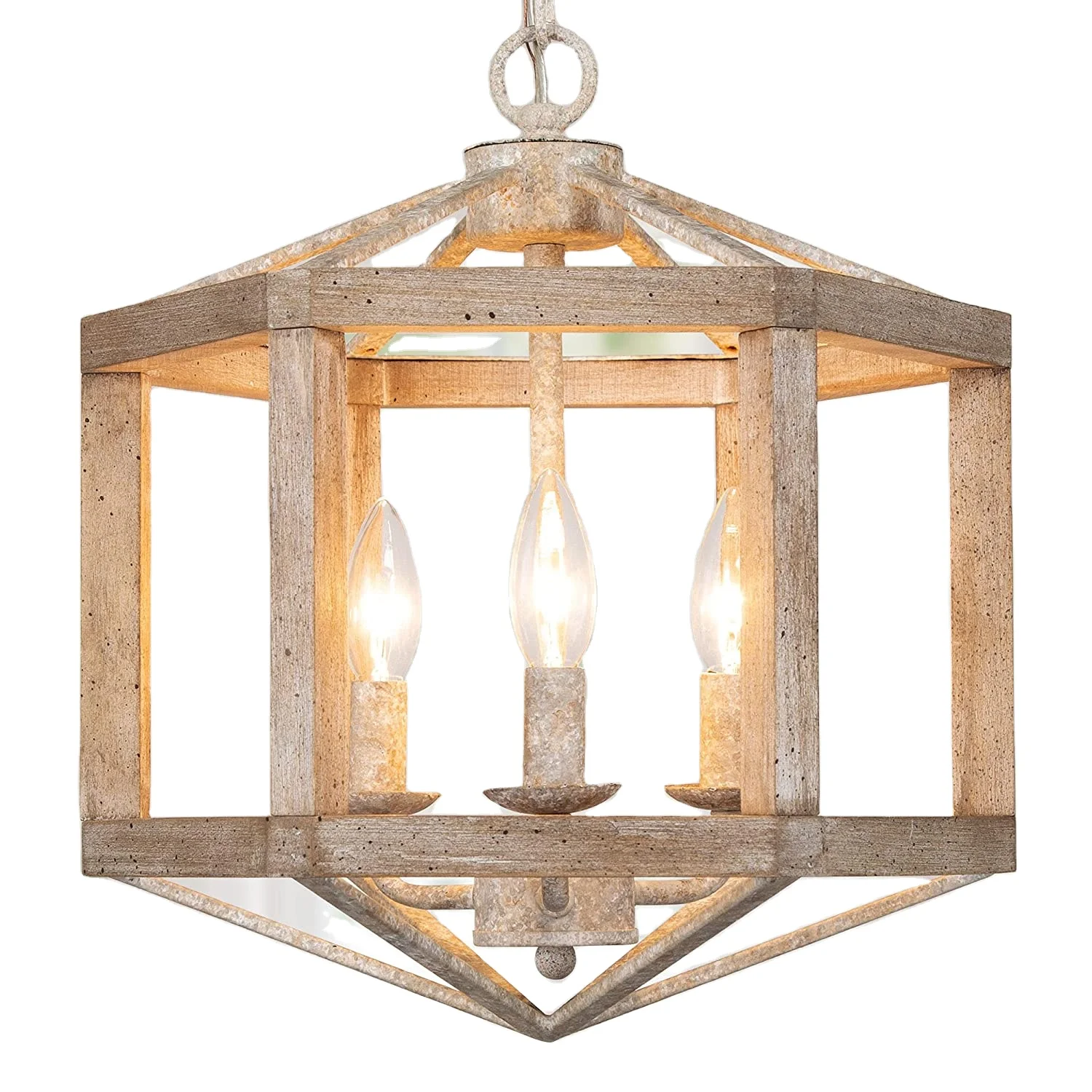 Farmhouse Wooden cage Chandelier 3-Light Industrial Vintage  Pendant lamp Dining Room Kitchen Island Decor