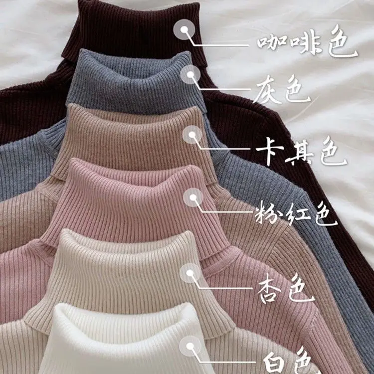 2021 Winter Thick Sweater Women Knitted Ribbed Pullover Sweater Long Sleeve Turtleneck Slim Jumper Soft Warm Pull Femme
