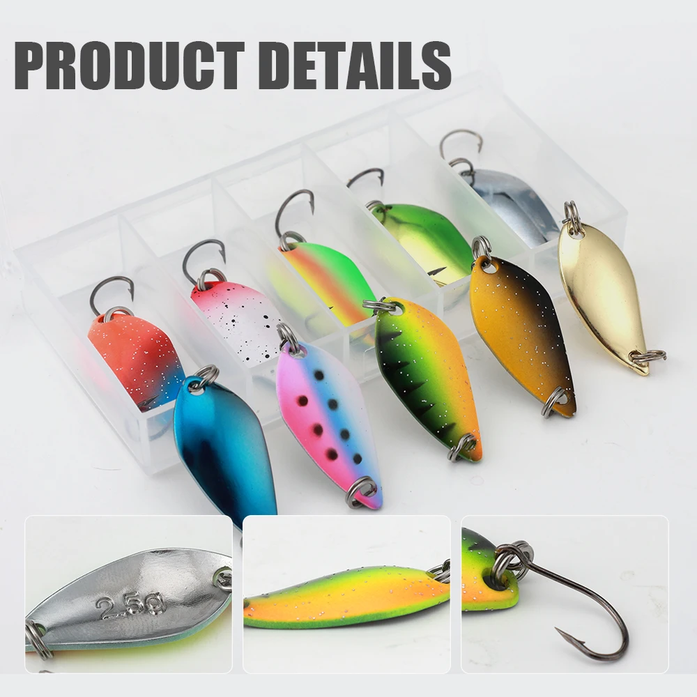 10pcs/box metal bait 2.5g/3.5g/5.5g  trout lure fishing spoons bulk fishing spoon