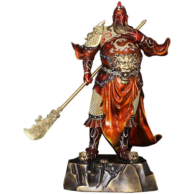 Luxury Bronze Home Decoration Fengshui Guan Yu Ornament Big Copper Guanyu Statue For Sale