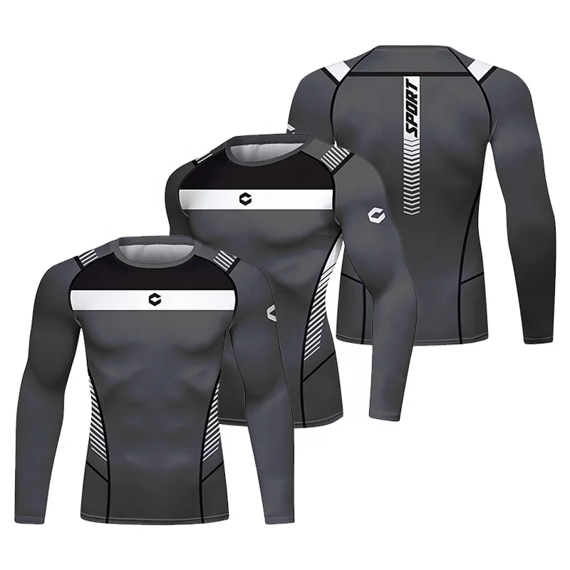 Wholesale Custom Camouflage Sublimation MMA BJJ Rash Guard Compression Fitness Sports Wear T Shirt for Men