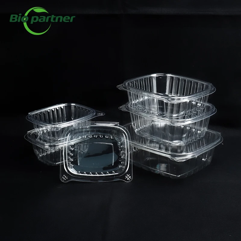 Wholesale Rectangular Clamshell Pet Packaging Plastic Food Containers Disposable Hinged Takeout Blister Packaging Box