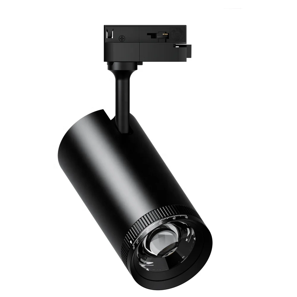 2700K-6500K 3 cct zoomable of 30w track light 15w 20w 25w 30w black white beam angle adjustable led cob zoomable track light