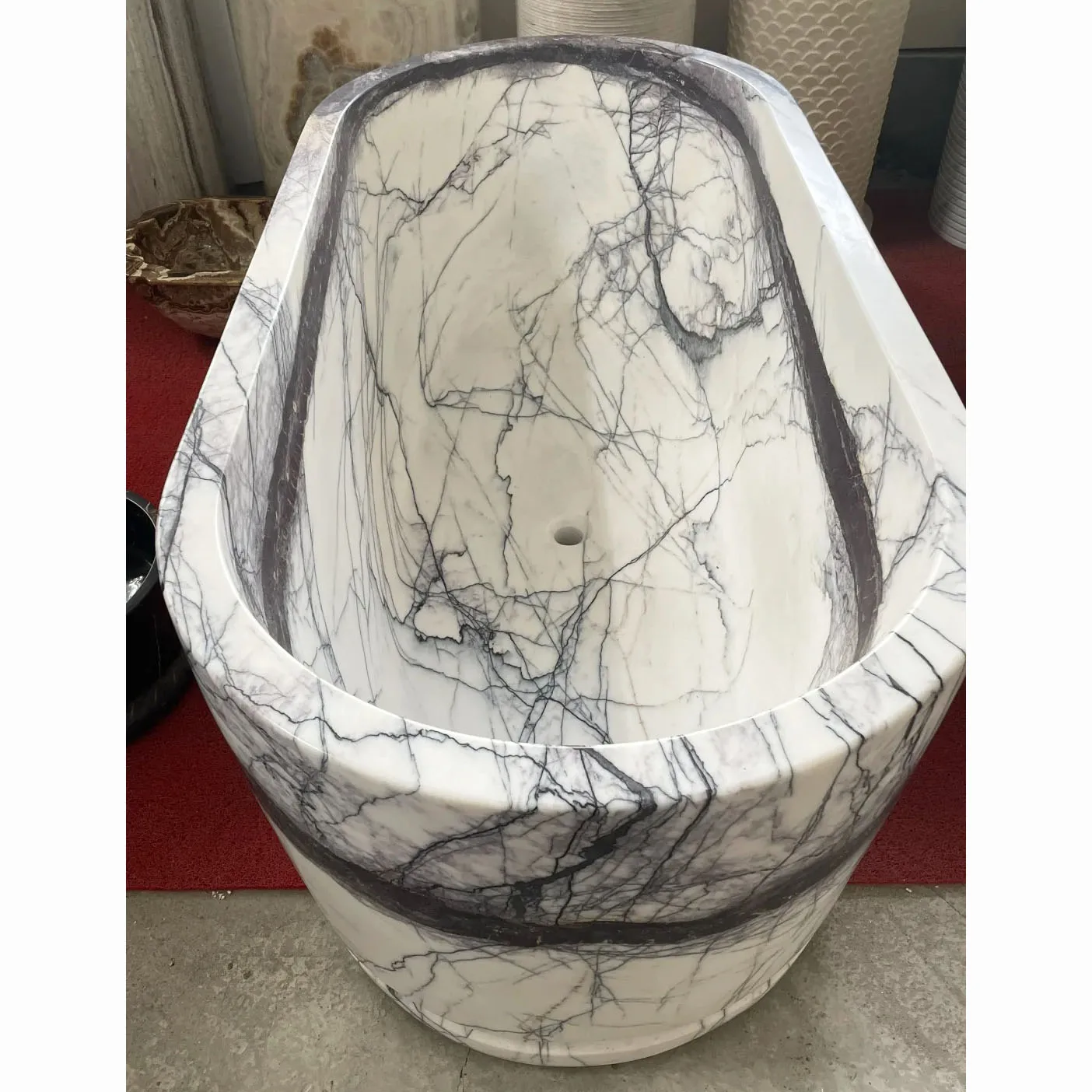 Exotic Lilac Marble Bathtub Unique Purple Veins Marble Bathroom Furniture Natural Stone Freestanding Bath Tub