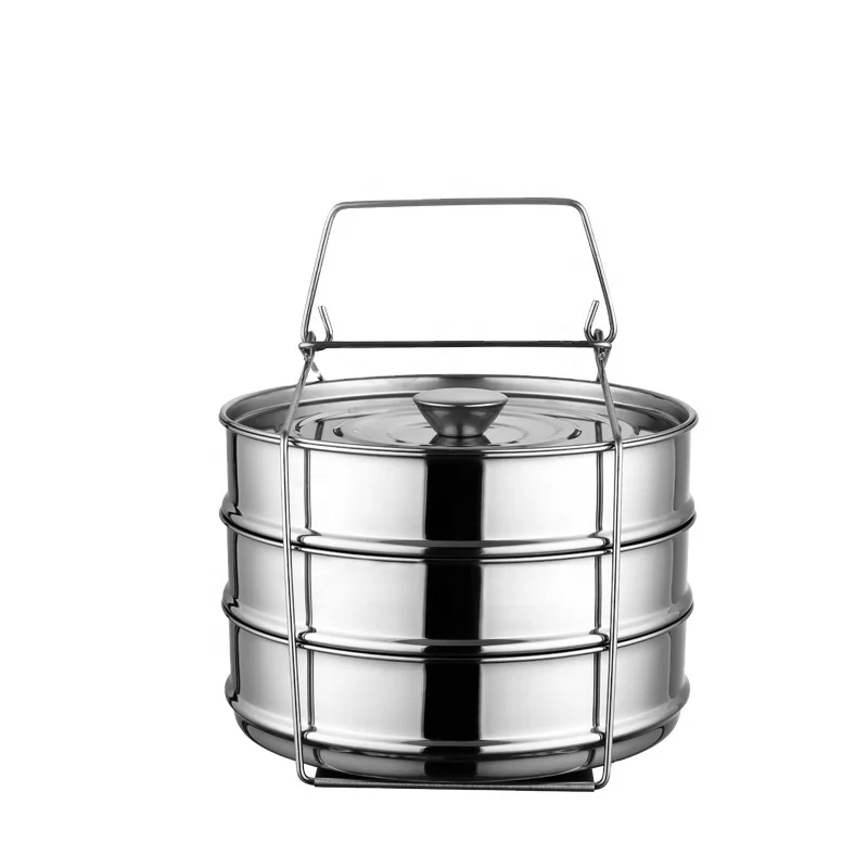 2-3 Layers Stainless Steel Portable basket with lid for Baking or Steaming, Pans compatible with Instant Pot