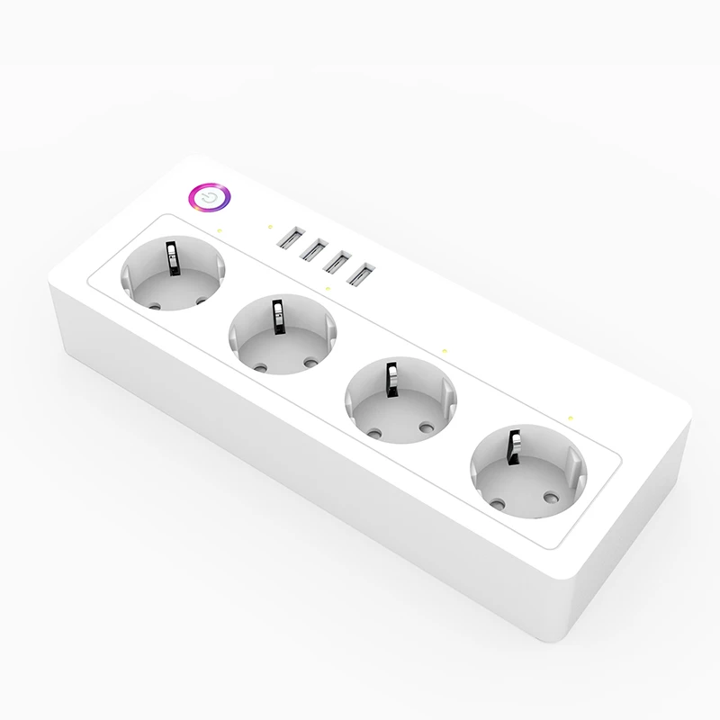 EU power strip smart wifi enabled plug with 5V 3.1A USB remote control plug socket Alexa Google Home Tuya Smart Life APP