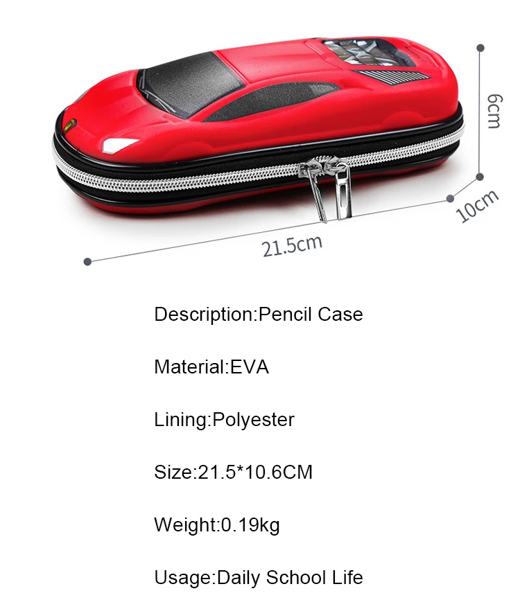 Car EVA Pen Pouch Stationery Box Anti-Shock Cartoon Zipper Storage Bag Pencil Case Gift