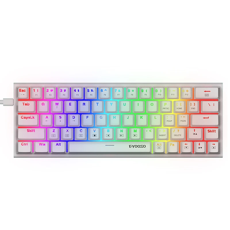 Wired 60% Mechanical Gaming Keyboard RGB Backlit Hot-Swappable Brown Switch White Mechanical Gaming Gamer Keyboard