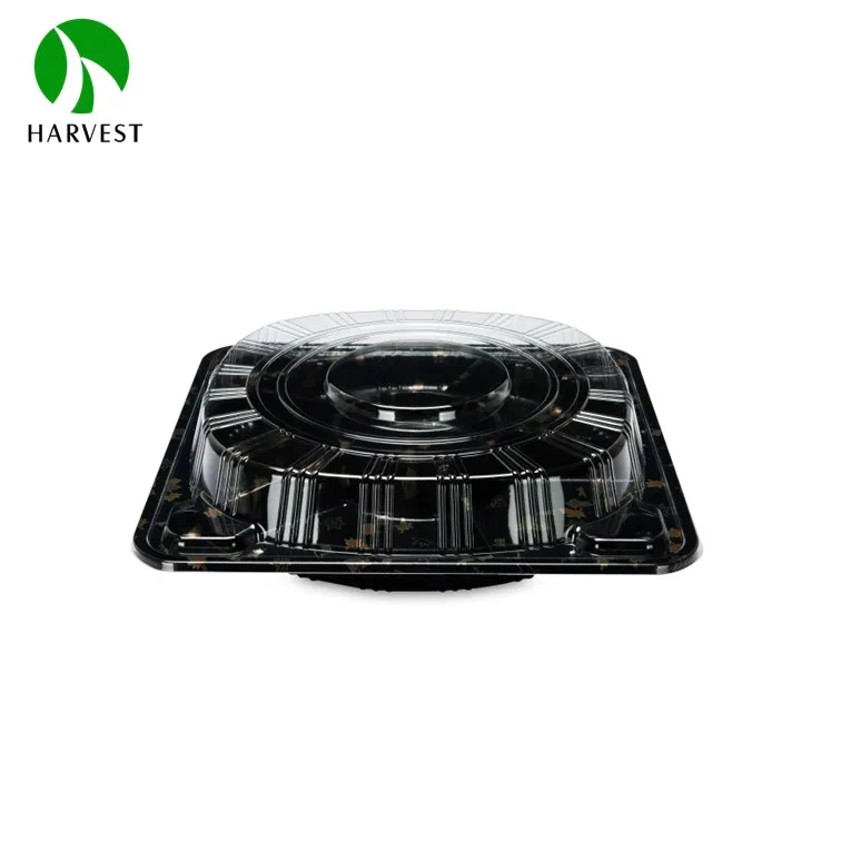 Colored Plastic Round Serving Compartment Disposable Food Tray