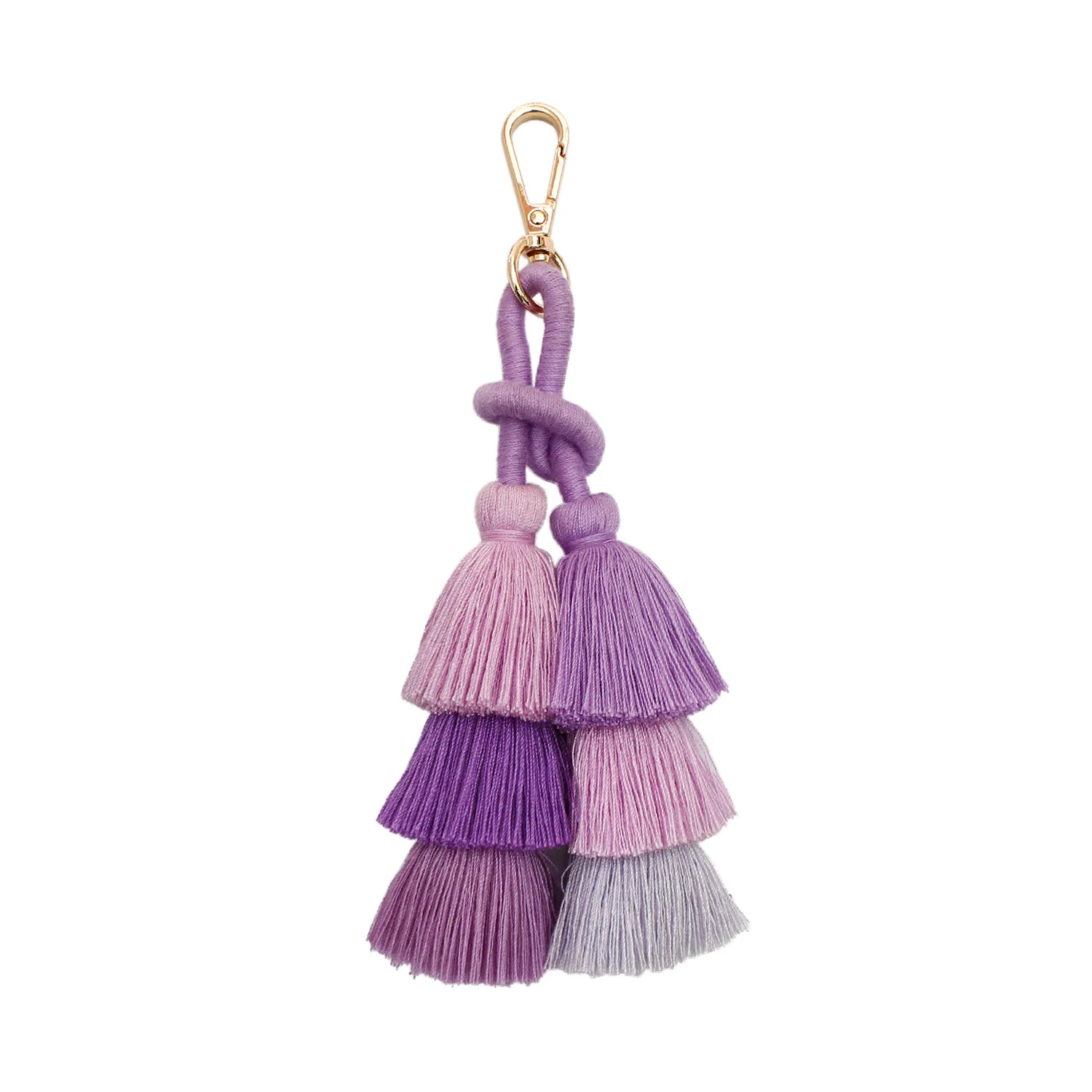Bohemian Multicolor Handmade Layered Tassel Keychain Simple Key Ring Fit Women Girls Handbag Accessories Jewelry Gift