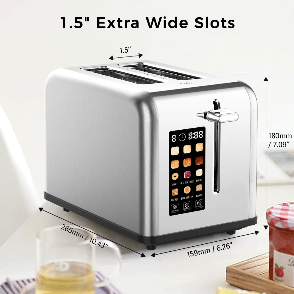 New Design Stainless Steel Bread Toaster with Large Digital Screen and Touch Control Multiple Functions Smart Toaster