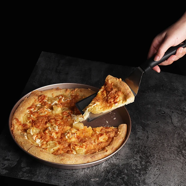 BBQ Grill Kitchen Steel Steak Frying Turner With Plastic Handle Scraper With Cutting Edge,Pizza & Pancake Shovel,Fish Spatula,