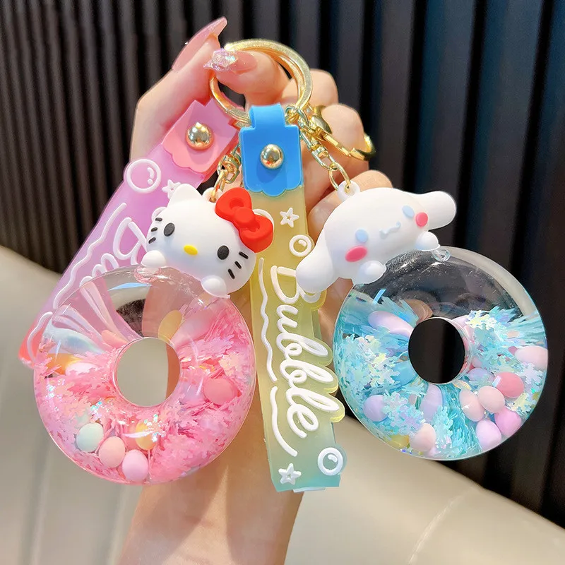Hello Kitty масло в зыбучие пески Sanrioed брелок с плавающими бусинами дрейфующий для ключей жидкий