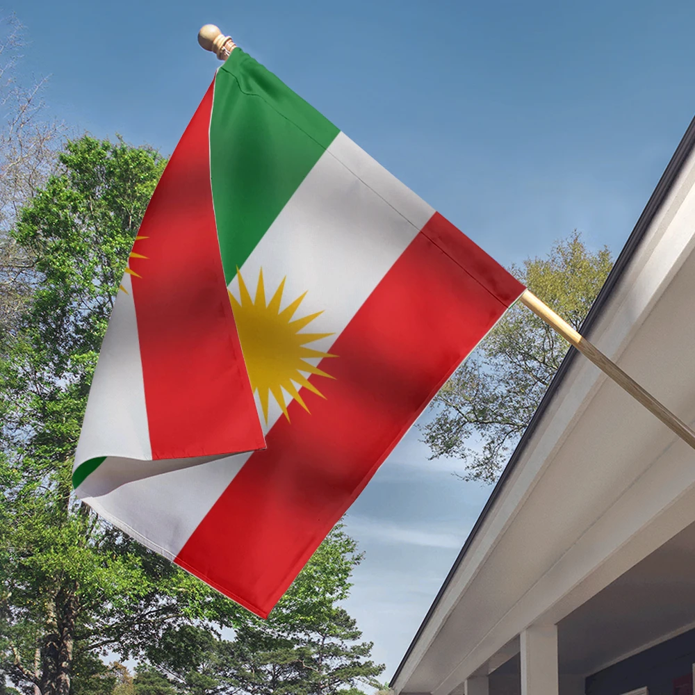 Hot Selling Wholesale Kurdish Flag Polyester Double Side Printing Kurdistan