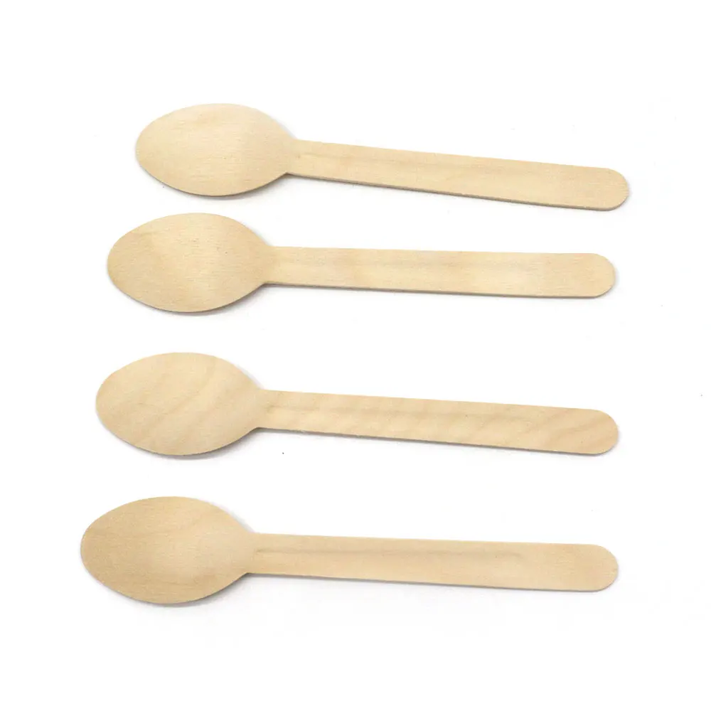 160mm Hump Cheap Disposable Edible Large Novelty Birch Wood Bio Degradable Wooden Serving Spoons