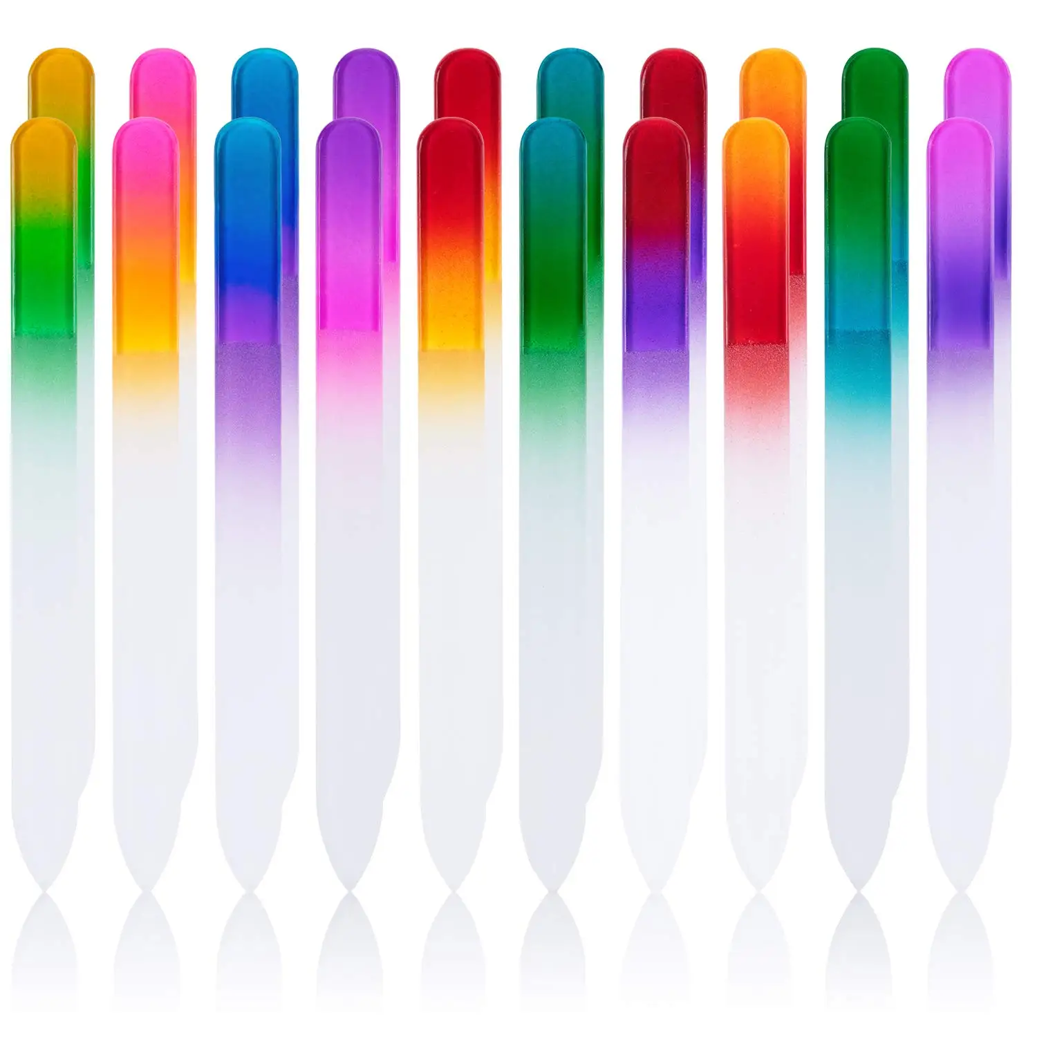 Rainbow Colorful Crystal File Glass Nail File with Custom Logo & Display box
