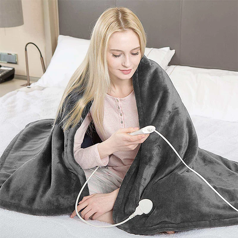 Eco-Friendly Double Layer Winter Heating Rechargeable Quilted Soft Fleece Electric Heated Blanket