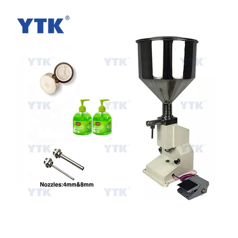 YTK-A02 5-70ml Pneumatic Water Soda Juice Oil Cream Shampoo Bottle Cosmetic Lip Gloss Liquid And Lotion Paste Filling Machine