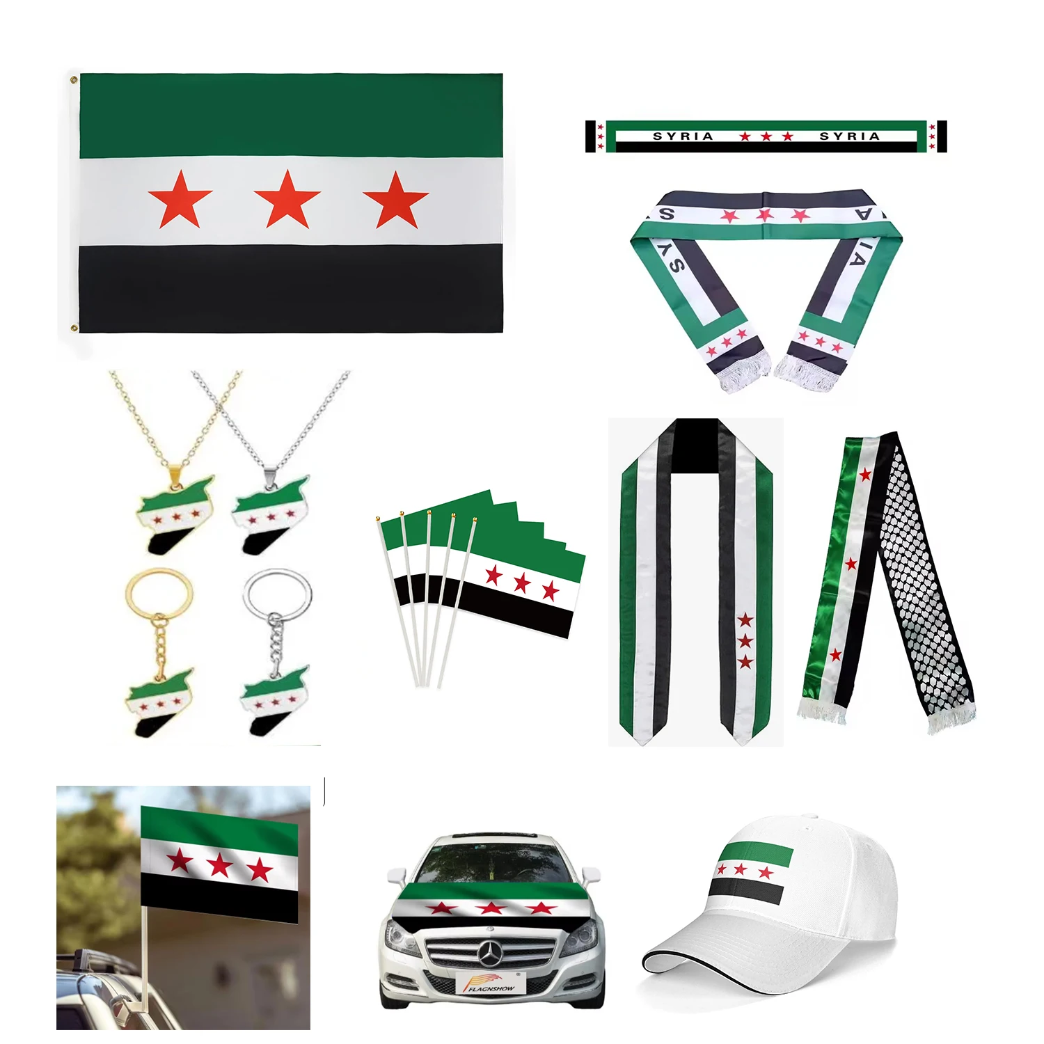 Factory promotion Custom size flag custom 3*5ft Syrian flag custom scarf hand waved flag