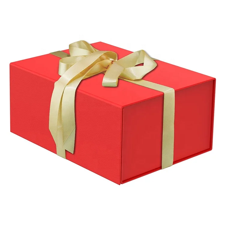 Customized Luxury Packaging Cardboard Magnetic White Gift Box With Ribbon Closure
