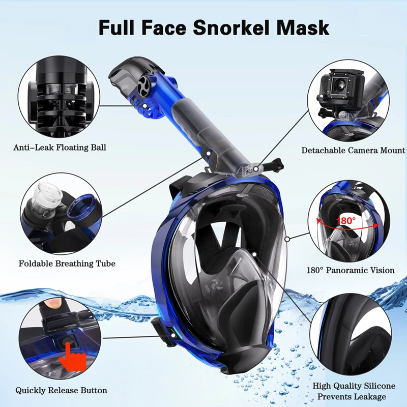 Factory Direct Sale Kid Diving Equipment 180 Wide View Full Face Snorkel Diving Mask