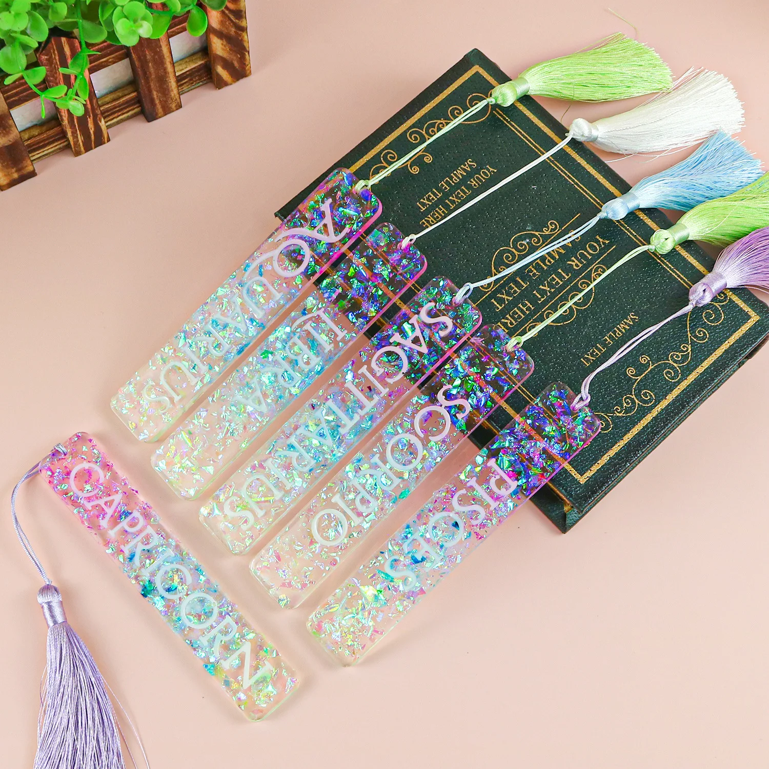 New Resin Drop Glue Bookmark Mold 12 Constellation Text Bookmark Silicone Mold Ornaments