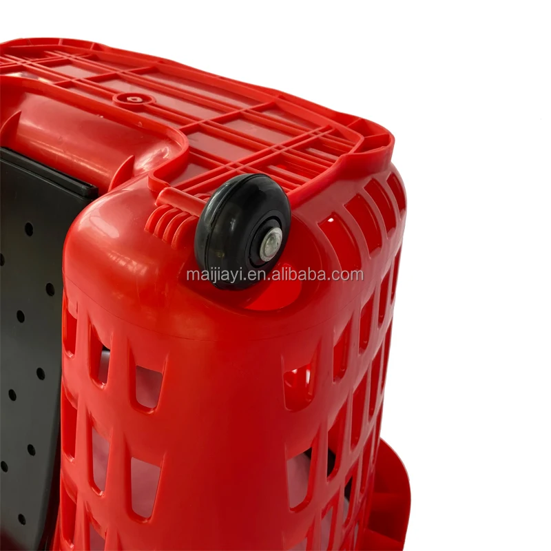 Rolling Plastic Supermarket Shopping Basket Manufacturer
