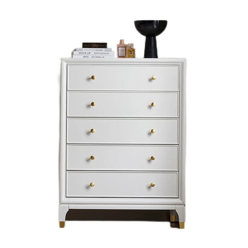 Home Furniture Living Room Furniture Large Wood Wooden Modern Factory Direct Sales Silent Mode Tall Solid Chest of Drawers White