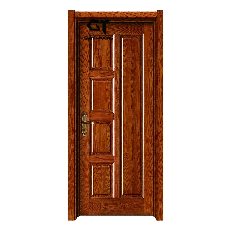 Luxury Natural Timber Solid Wooden Door PVC Interior Painted House Use Oak Wooden Door