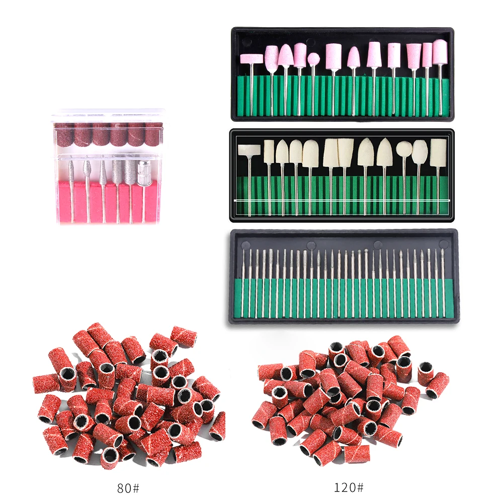 12/30pcs Emery Quartz Nail Drill Bits with Soft Wool Stone Polish Head for Manicure Machine Accessories NAD045