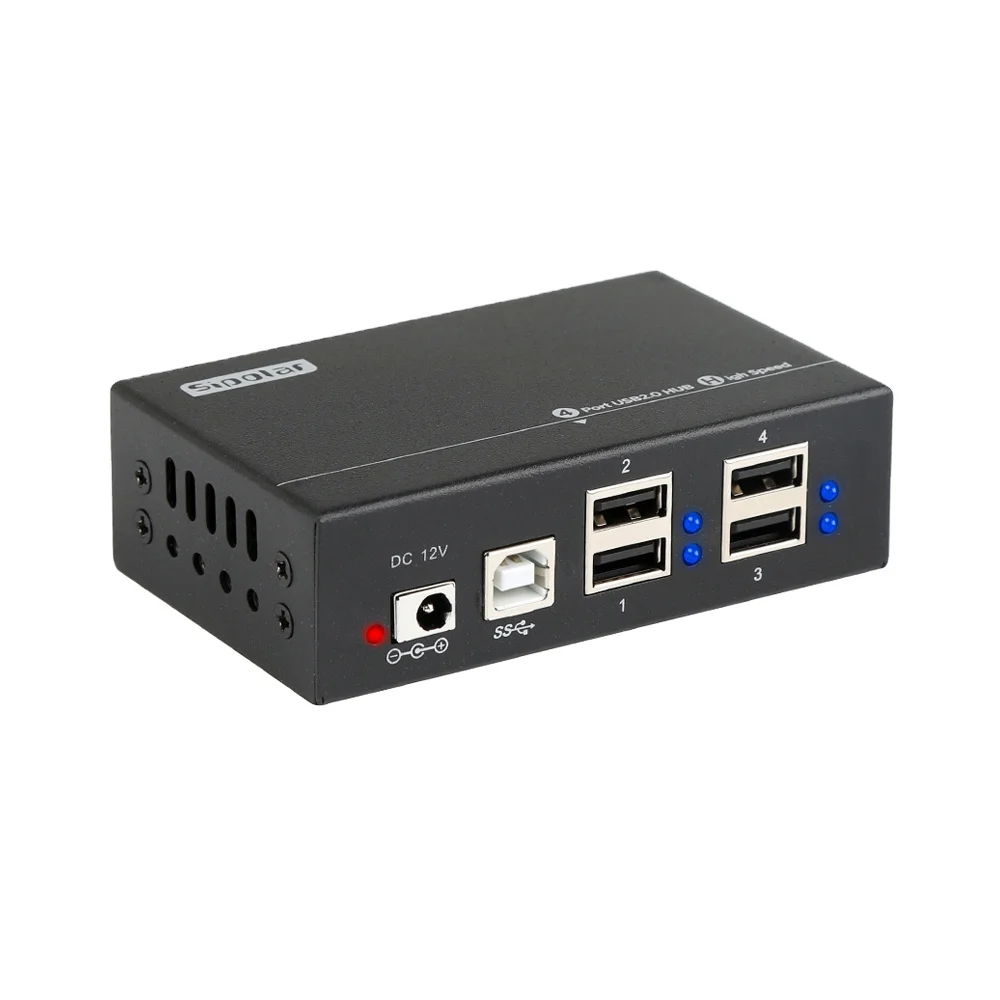 Sipolar A-142 High speed black 4 port USB 2.0 type A hub adapter for PC