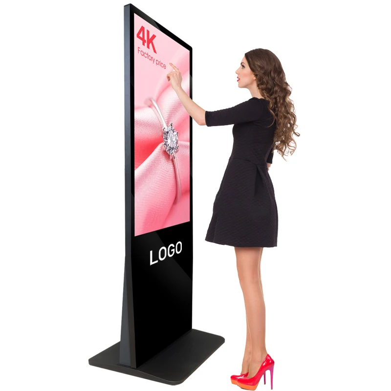 65 inch 4k lcd floor standing vertical interactive touchscreen gas station digital signage