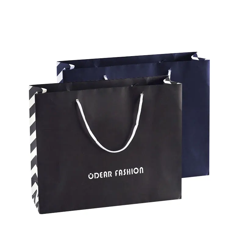  supplier Wholesale Luxury Brown Black Small Shopping Packaging Bag Craft Custom Logo jewelry Kraft Gift Paper With