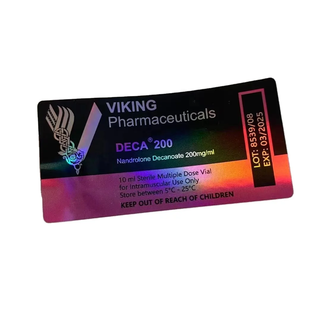 Viking Pharmaceuticals  Laser Holographic Strong Glue  10ml Vial Labels For Pharmacy Medication Bottles