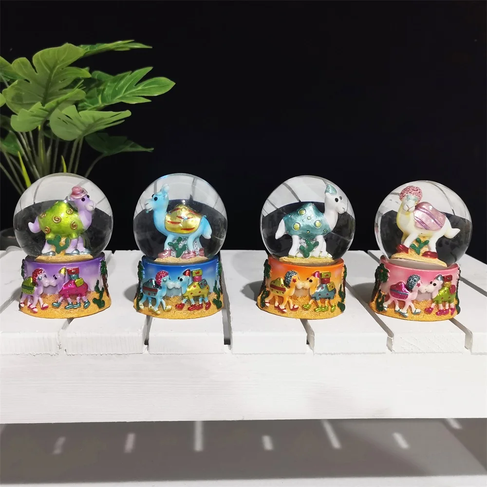 Custom Holiday Decorations Travel Souvenirs Resin Craft 3D Camel Snow Crystal Ball Mini Snowballs