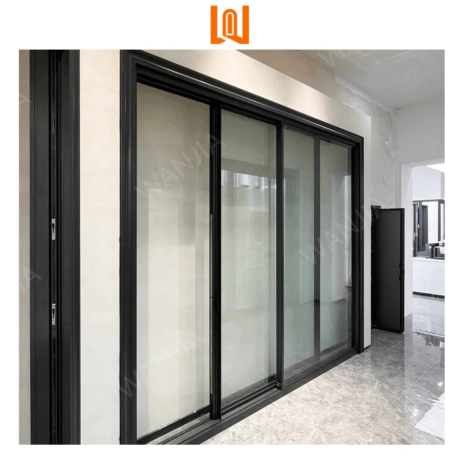 WANJIA Hurricane Proof House Outdoor Double Tempered Glass Exterior Sliding Glass doors