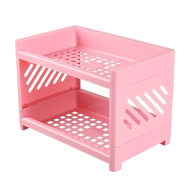 Ing Style Desktop Double-layer Plastic Storage Rack Office Stationery Cosmetics Storage Box Kitchen Bathroom Storage Rack