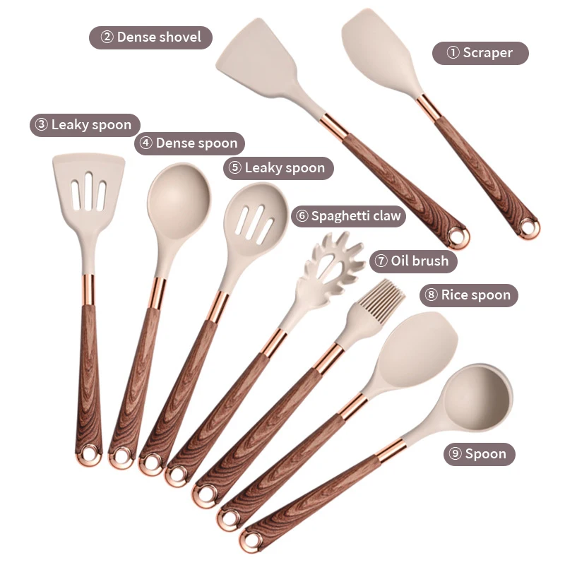 Stock Non Stick Home Accessories Custom Branded Commercial Complete Aluminum Special Silicone Innovative Novel Kitchen Utensils