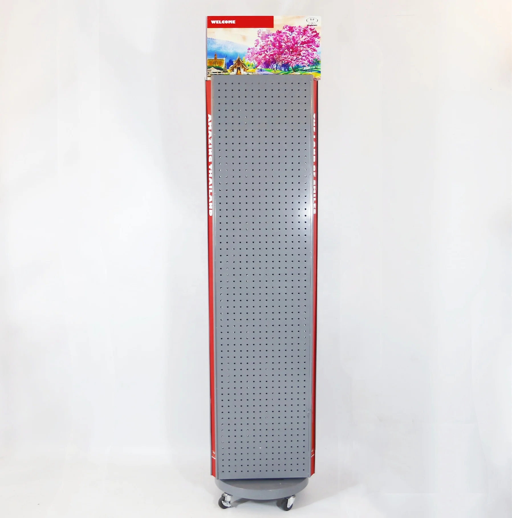 Custom Store Retail Product Earphone Stationery Sticker Phone Accessories Jewelry Metal Pegboard Rotating Display Stand Rack