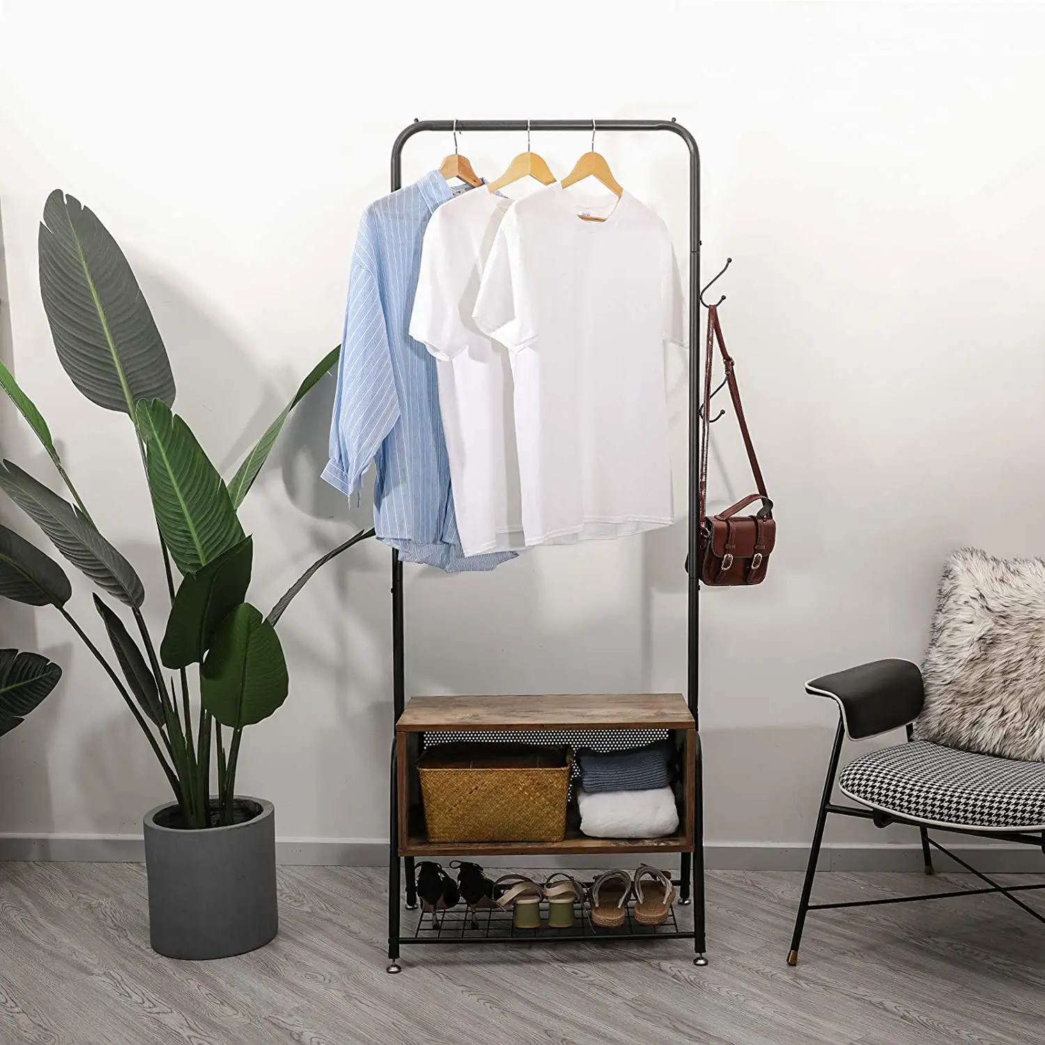 
Hall Tree&Coat Rack, with Wooden Cabinet for Home,Bedroom,Living Room 