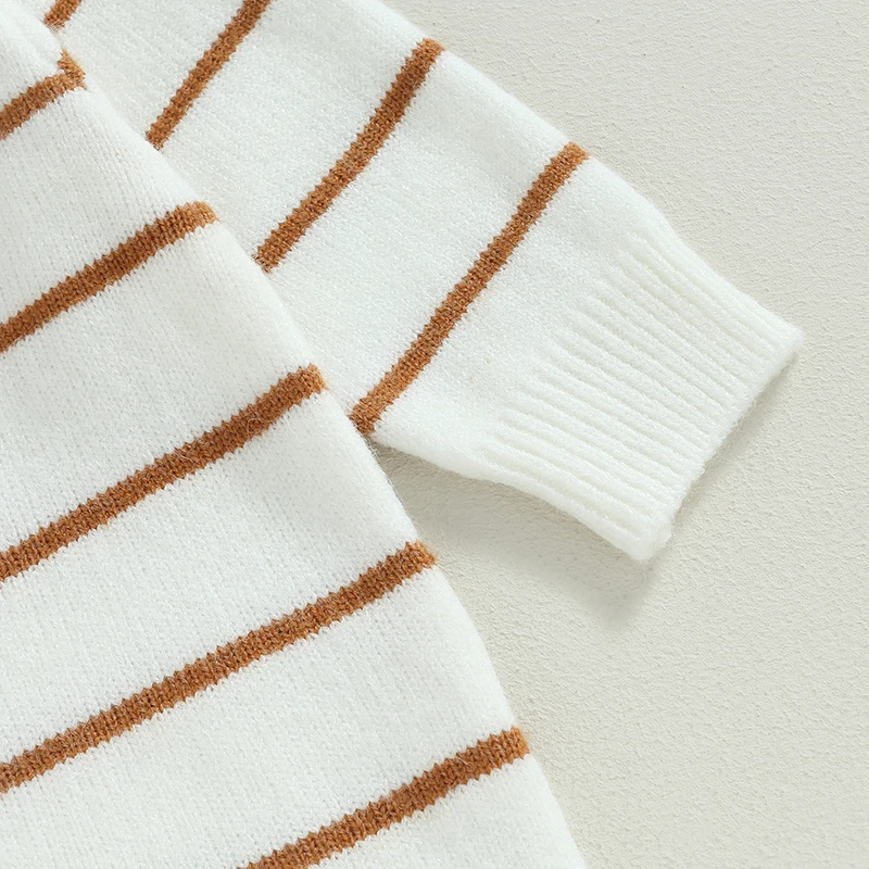 Newborn Striped Print Long Sleeve Autumn Knitted Baby Boys Girls Cute Sweater Rompers