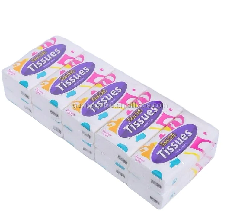 Factory supply  100% cotton bleach -free facial tissue paper/handkerchief paper/pocket paper  customized logo