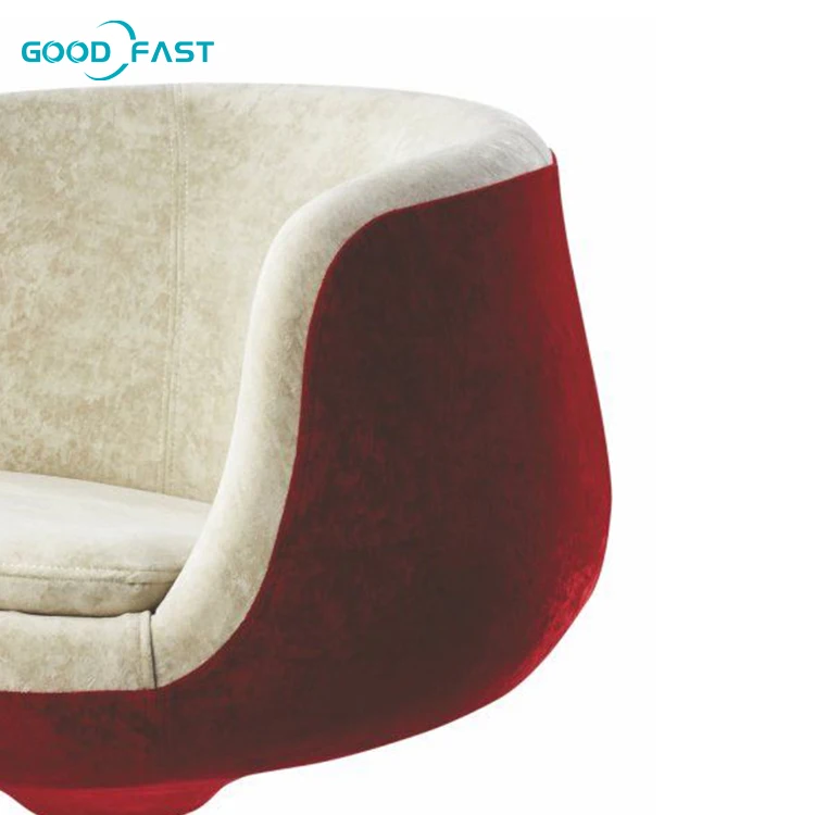 Different colors nordic leisure dining room velvet upholstered dining wine coffee fabric Swivel fiberglass Cup chair