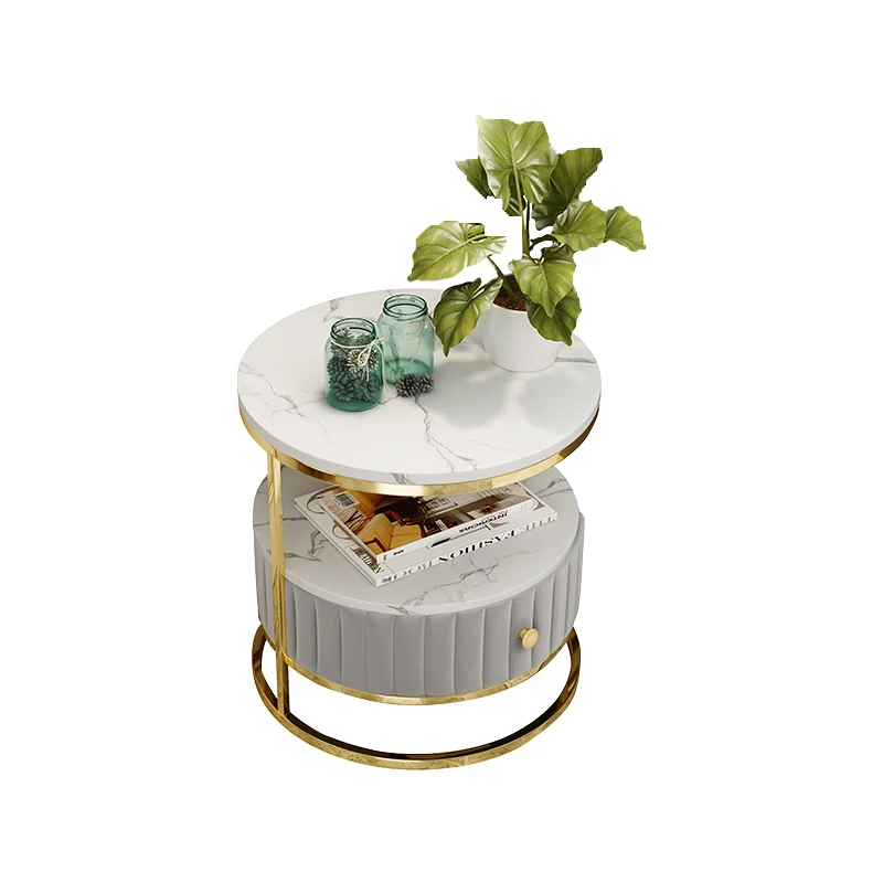 Factory Direct Simple Style Velvet Nightstand Slate Storage Cabinet Bedside Table with Drawer