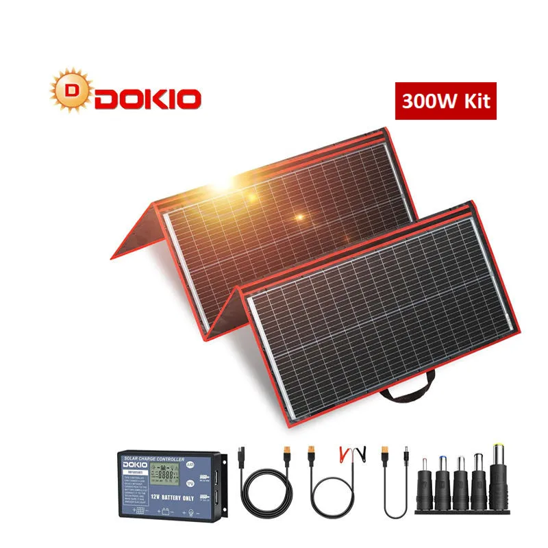 Лидер продаж брендовые солнечные панели DOKIO 300 Вт 320 18 В высокое качество гибкие портативные батареи для кемпинга/лодки/RV/путешествий/дома/автомобиля