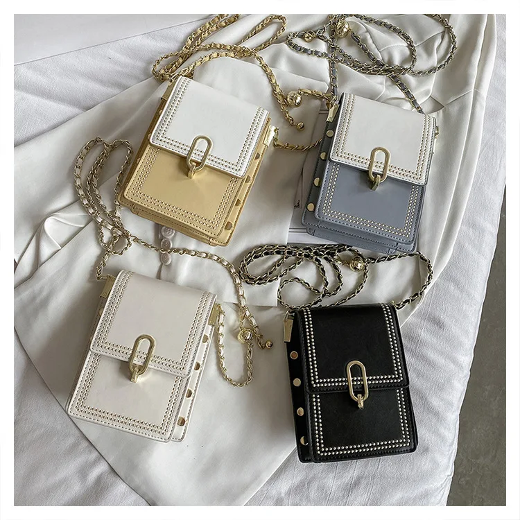 2023 High Quality Fashion New Design Rivet Purses Luxury Ladies Handbag Set Women Genuine Leather Chain Shoulder Bag