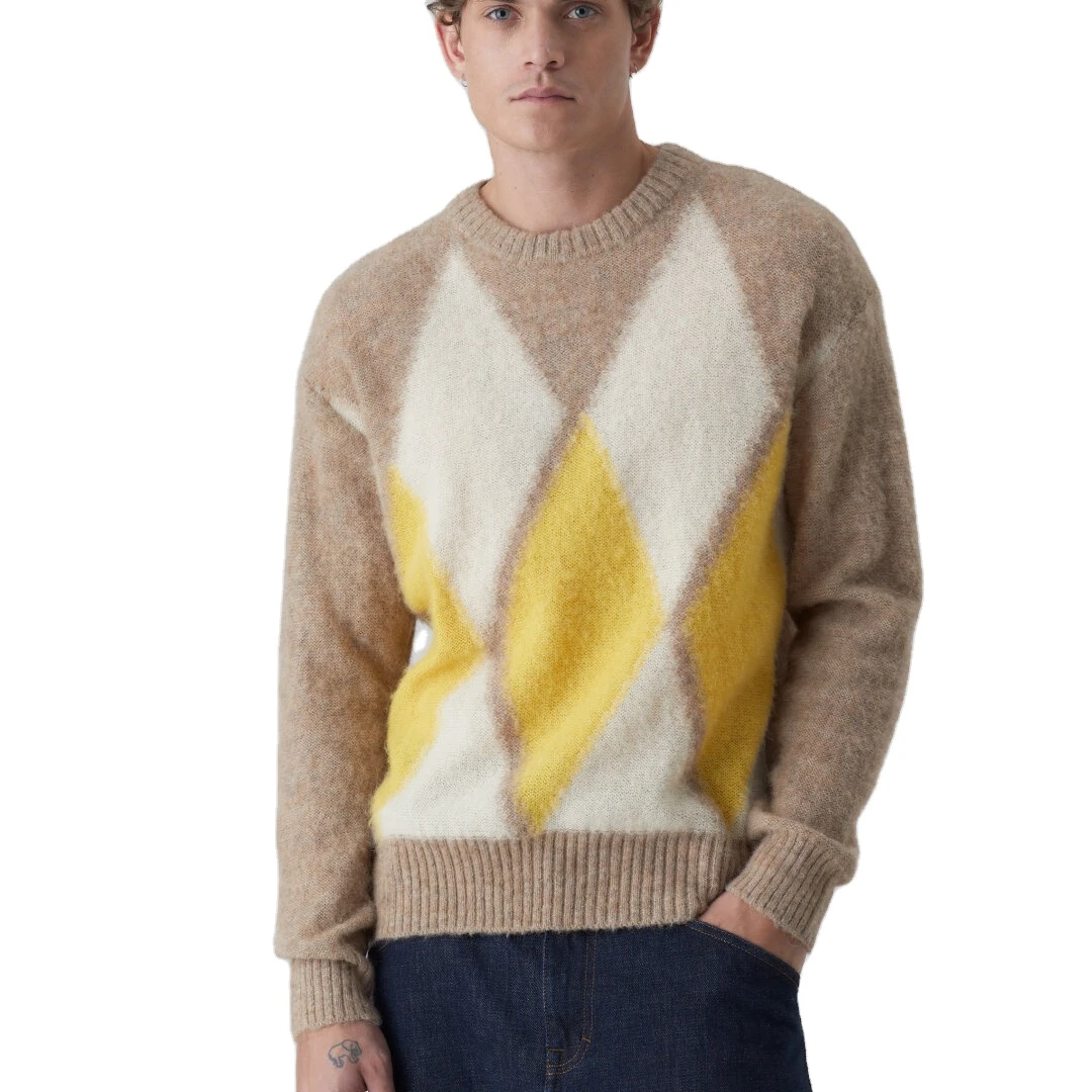 VSCOO 100% cashmere  Long Sleeves men pullover knit sweater casual wool men clothes custom knitted sweater