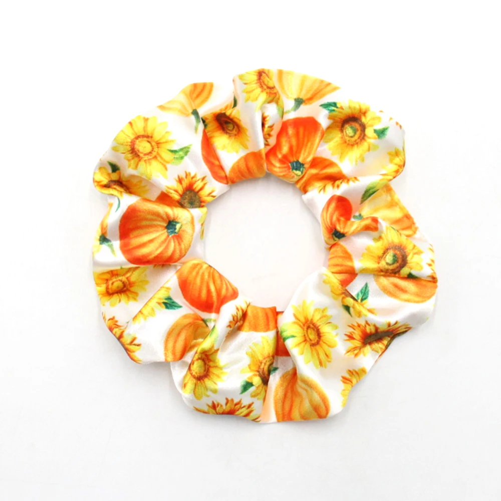 Custom Printed Silk Satin Elastic Hair Ties Multi Color Scrunchies
