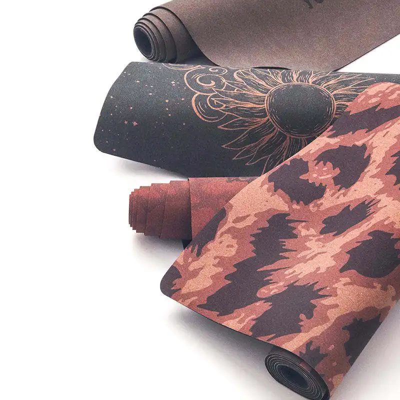 Yoga Mat Cork Custom Logo Printed Eco Friendly Durable Non-slip Cork Natural Rubber Customized Yoga Mats Pilates Mat